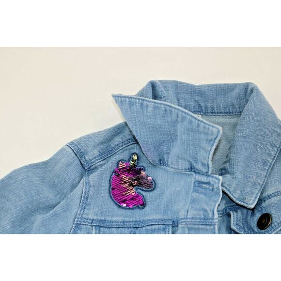 Carter's Girls Blue Button Down Heart Jacket Casual Winter Fall Youth Size 8 - Picture 6 of 7